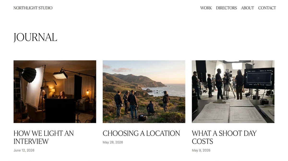 Blog page of a brochure website delivered by Grateau