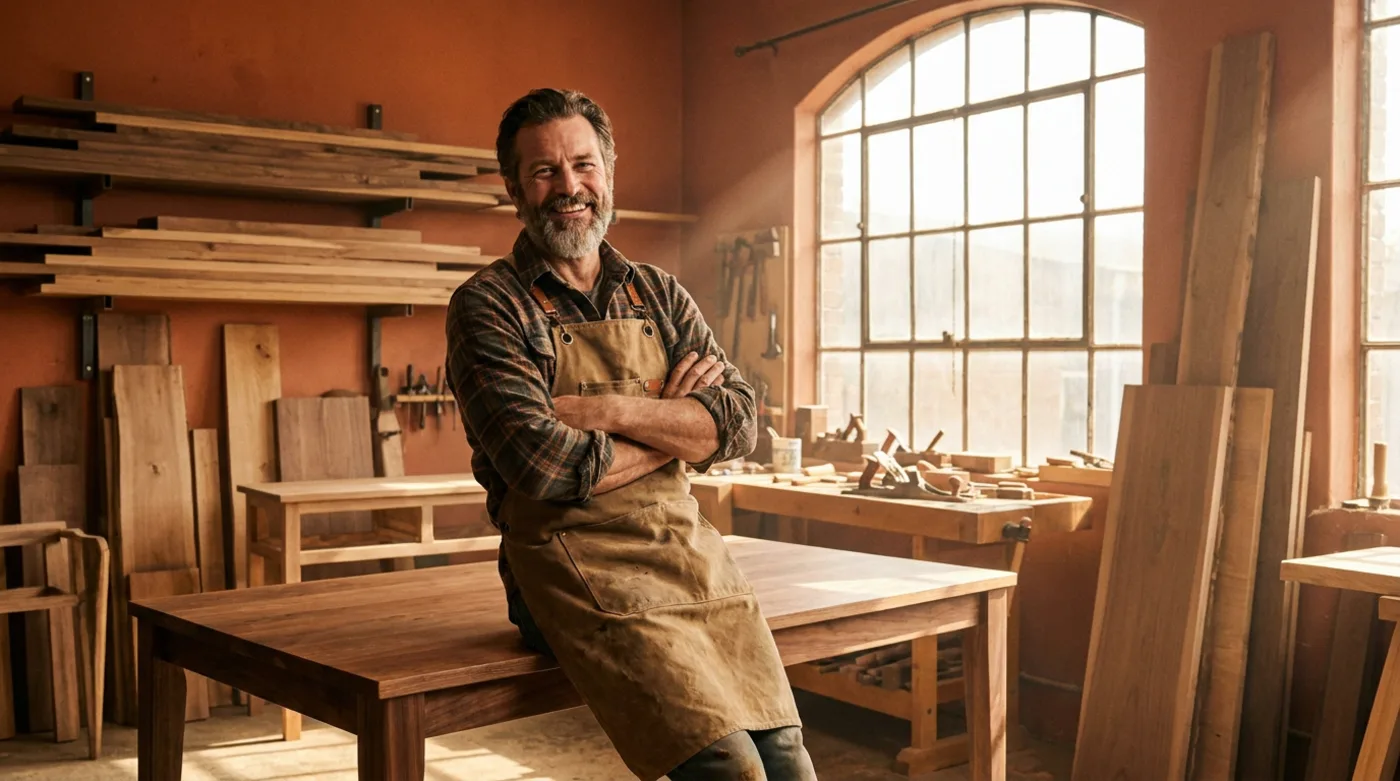 Un artisan fier dans son atelier, à l'image des créateurs de la Croix-Rousse à Lyon