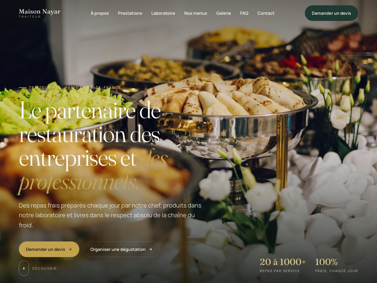 Site créé pour Maison Nayar Traiteur
