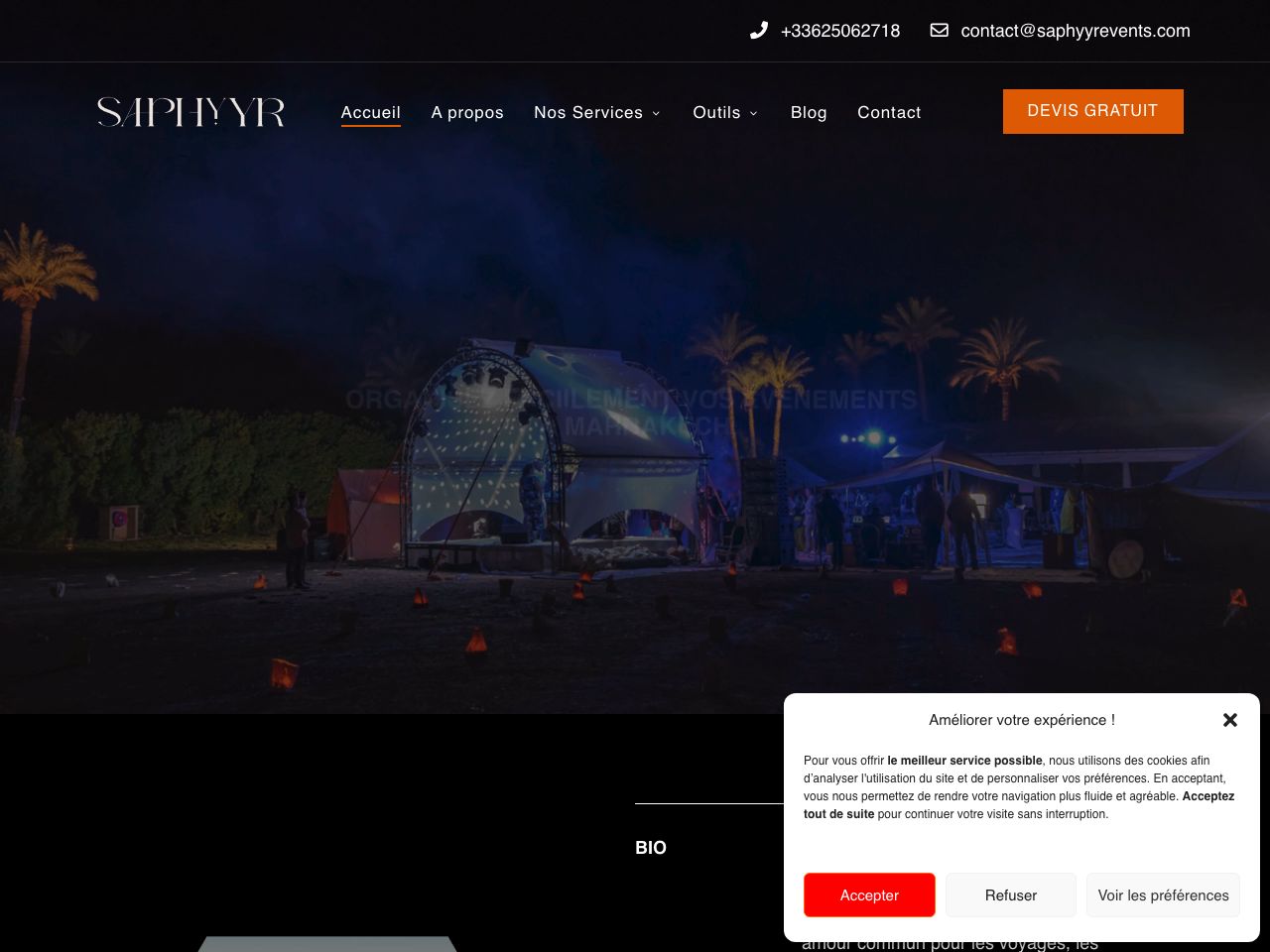 Site créé pour Saphyyr Events