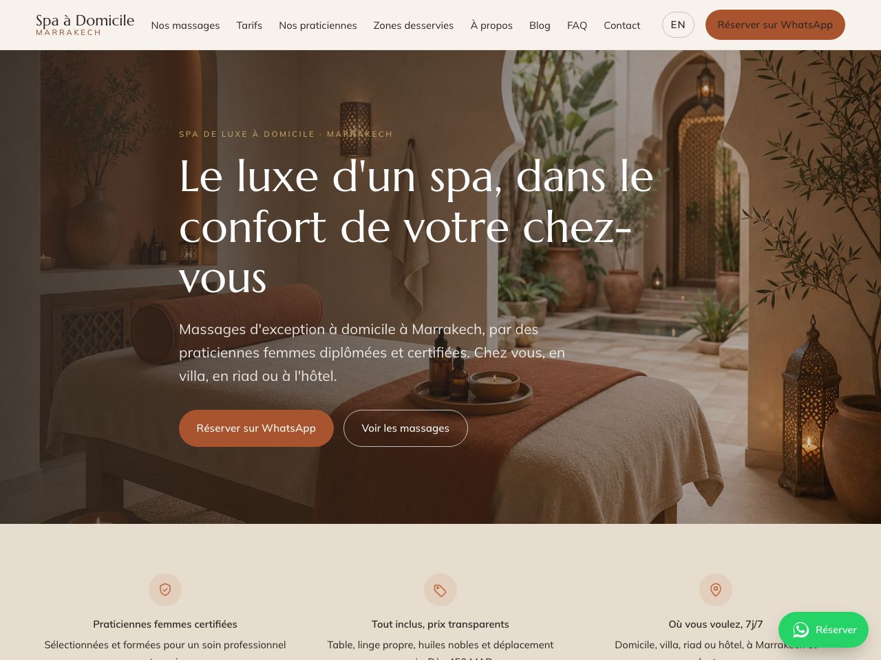 Site Spa Domicile Marrakech